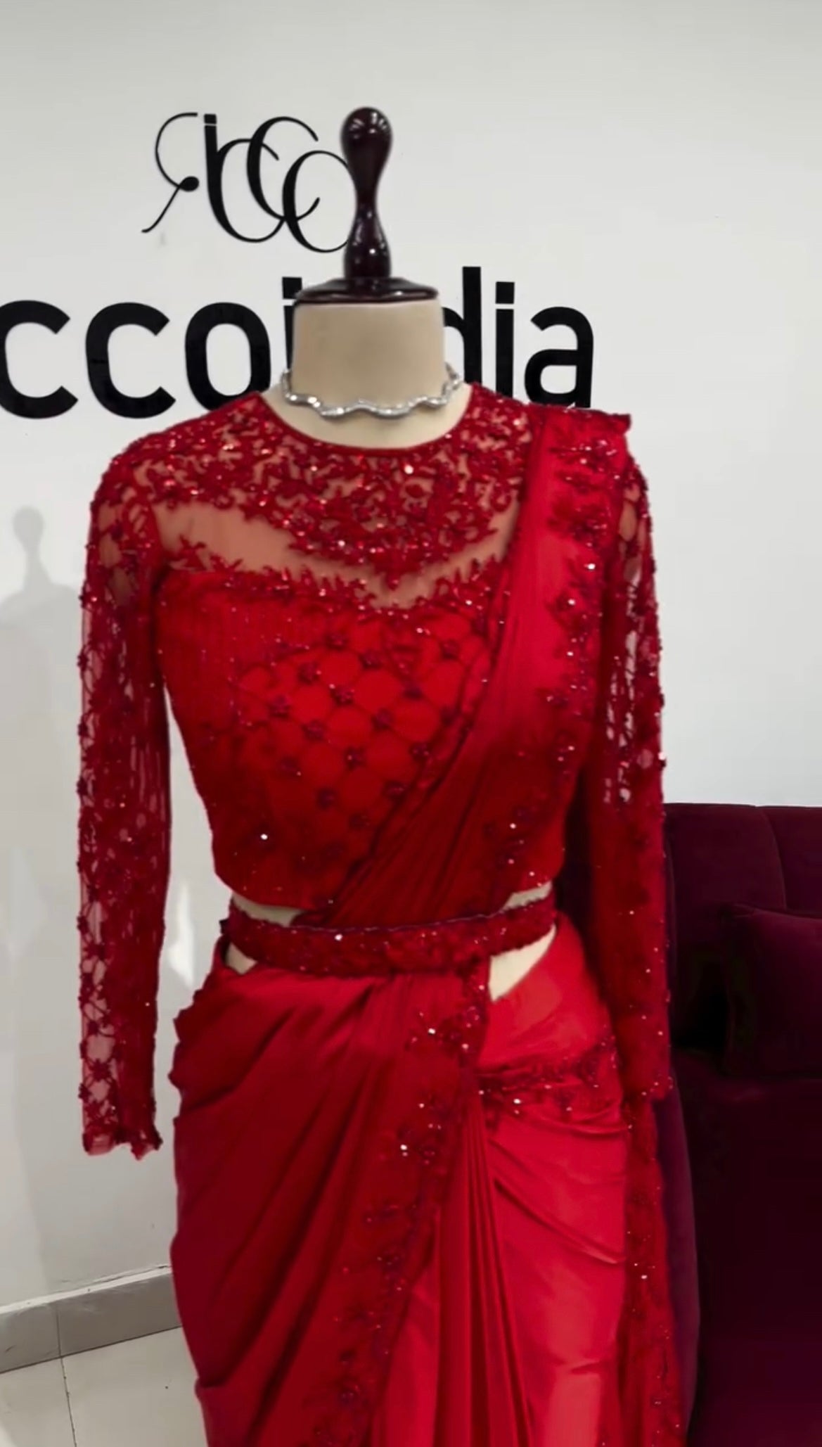 Silk Embroidery Sequence Work Saree