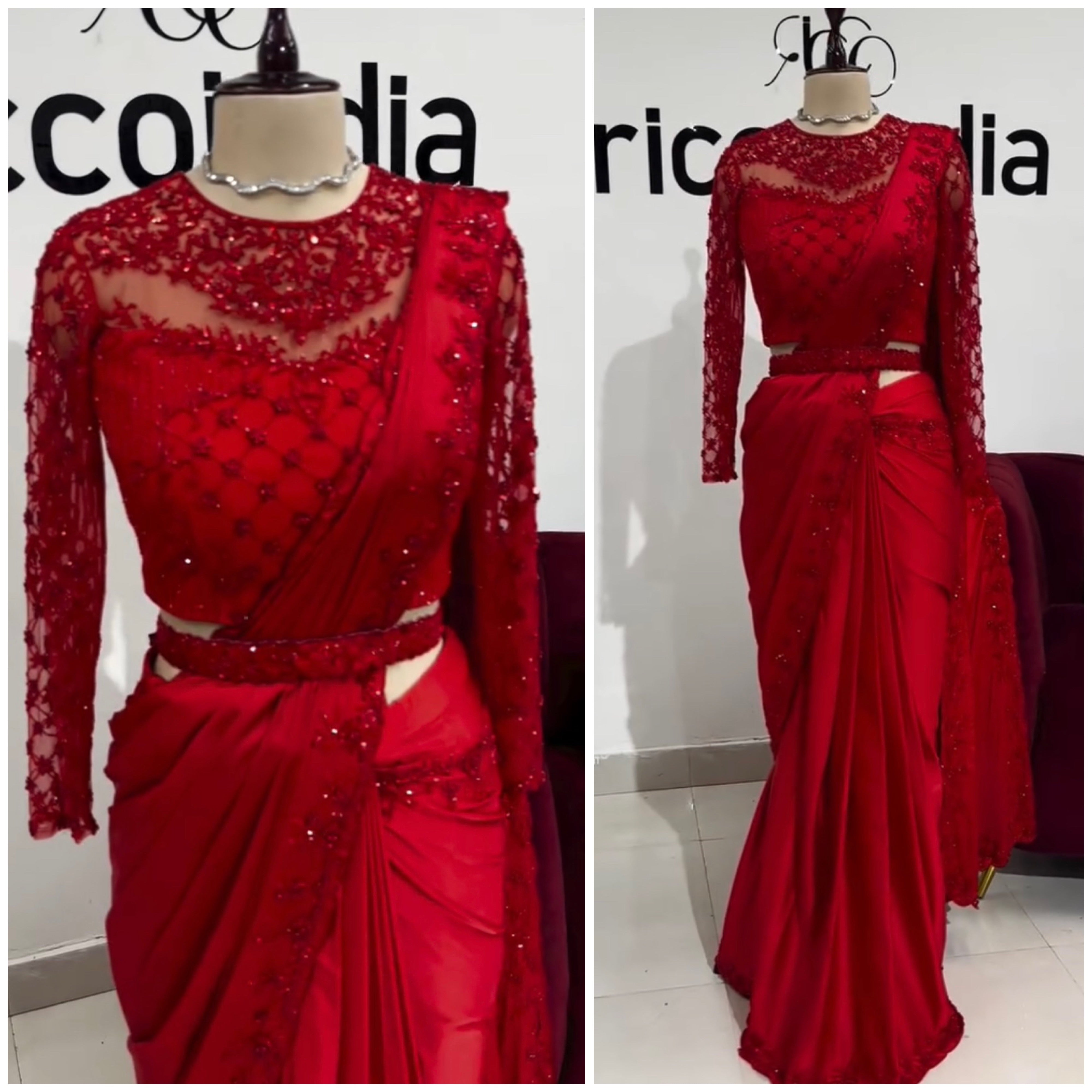 Silk Embroidery Sequence Work Saree