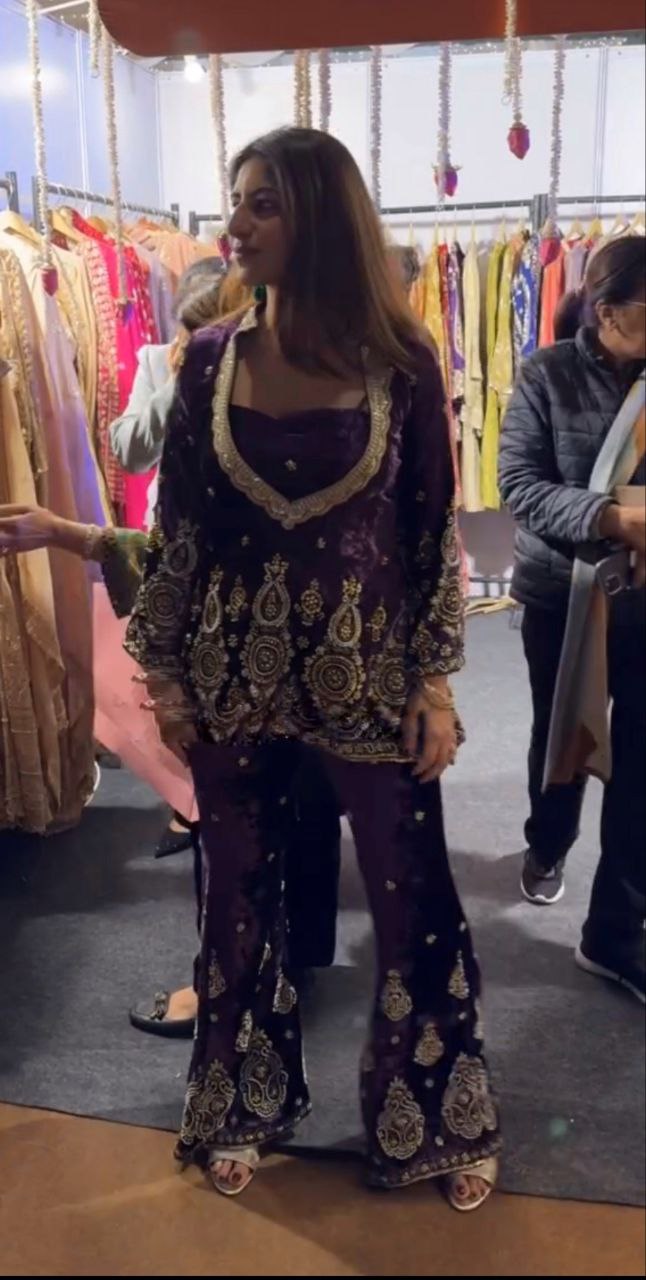 BD Launching Velvet Designer Dress,Embroidery Sequins Work
