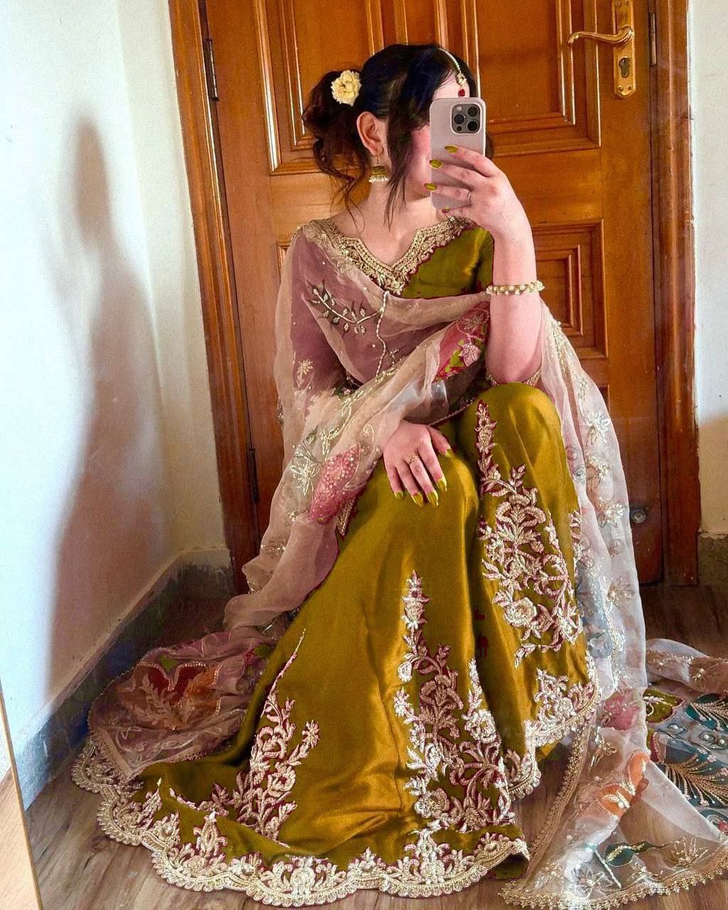 SEQUANCE EMBROIDERY WORK SUIT WITH FULL FLAIR WORK GHARARA