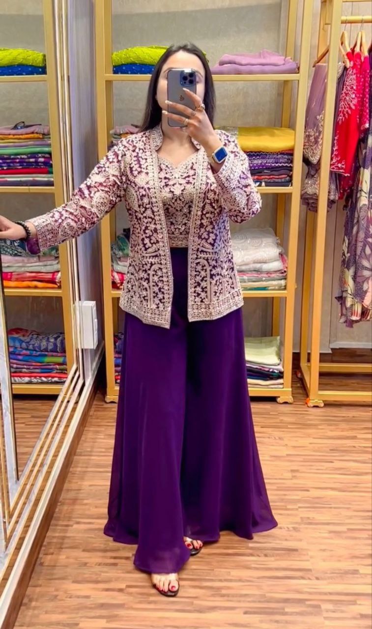 Party Wear Koti with Plazzo