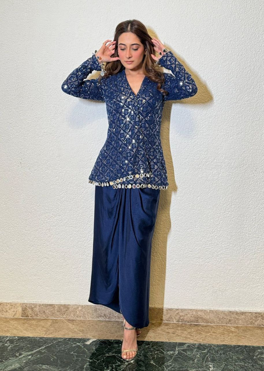 SEQUENCE EMBROIDERY WORK WITH CIRCULAR DHOTI