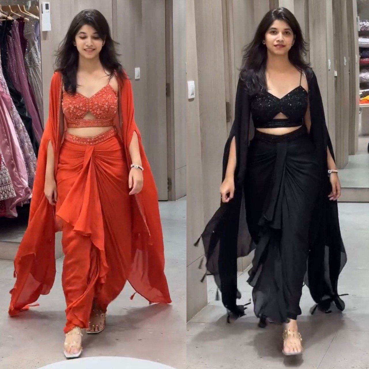 Dhoti style with srug and choli