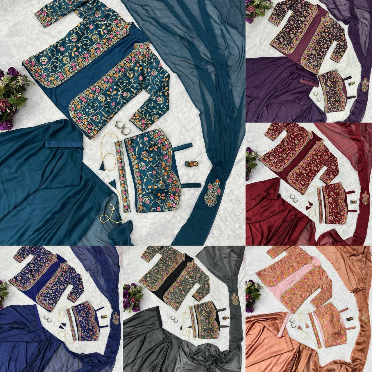 Sequence work ready to wear saree with full koti
