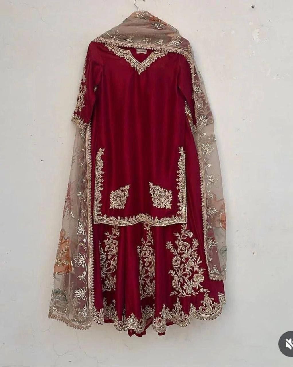 SEQUANCE EMBROIDERY WORK SUIT WITH FULL FLAIR WORK GHARARA