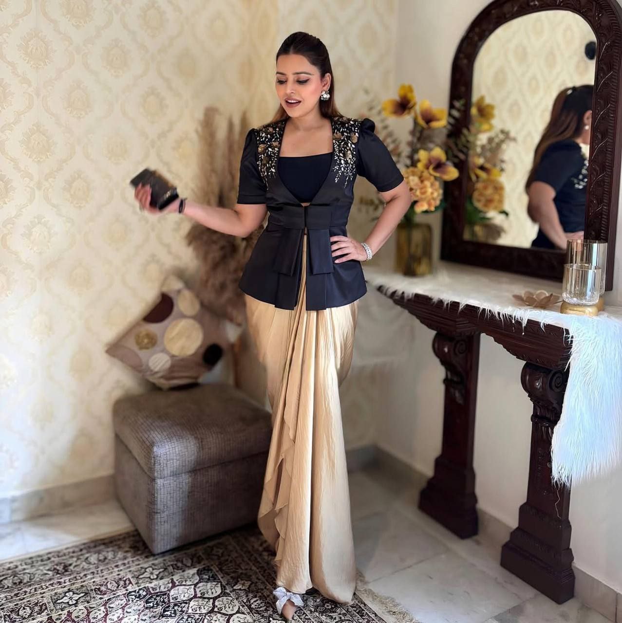 Top- franch creap embroidered siq work