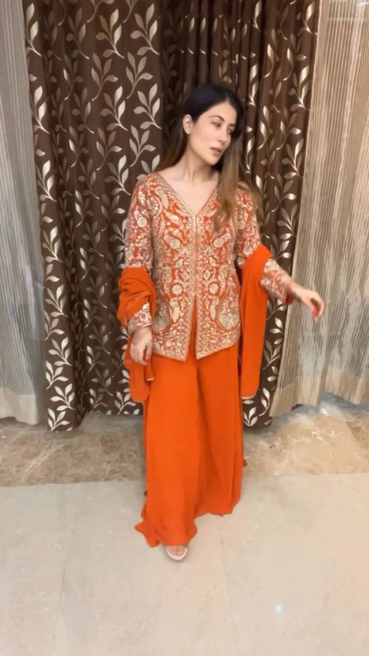 SEQUANCE EMBROIDERY WORK WITH PLAZO AND DUPATTA