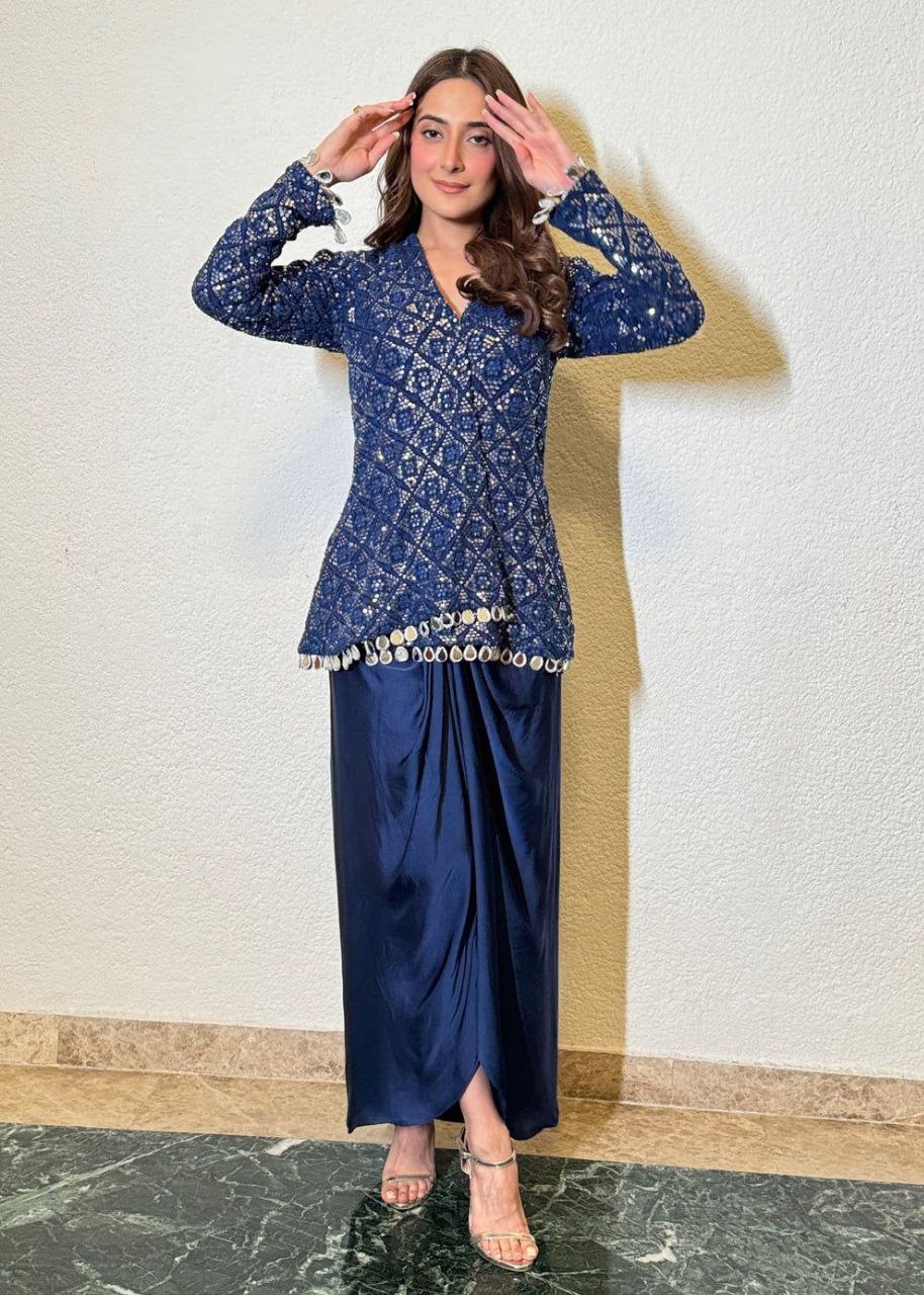 SEQUENCE EMBROIDERY WORK WITH CIRCULAR DHOTI