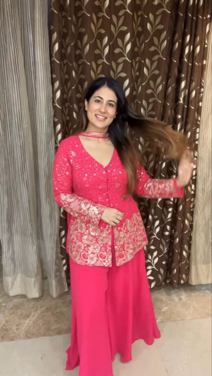 SEQUENCE EMBROIDERY WORK WITH CIRCULAR PLAZZO AND DUPATTA