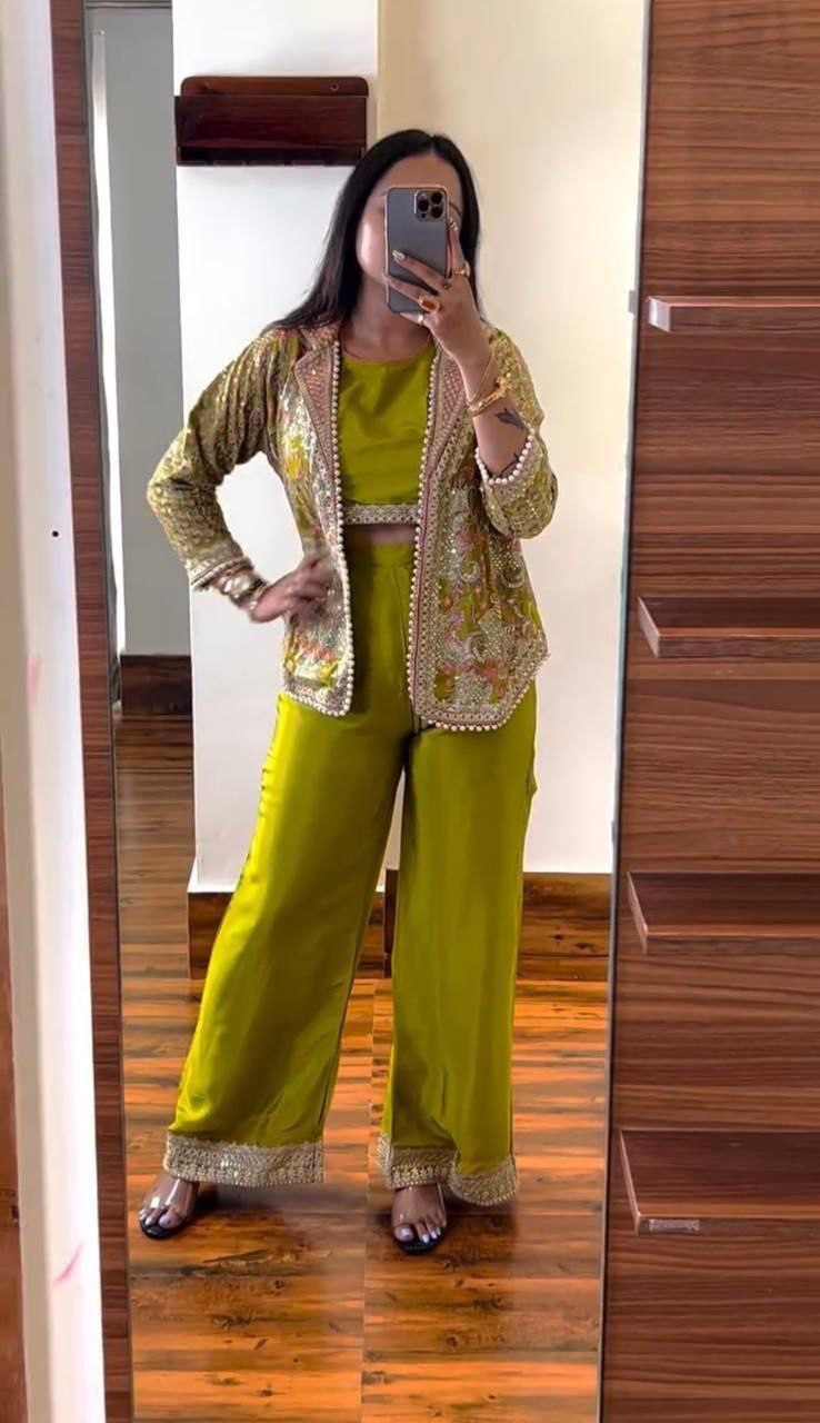 Trending Party Wear Shrug with Palazzo