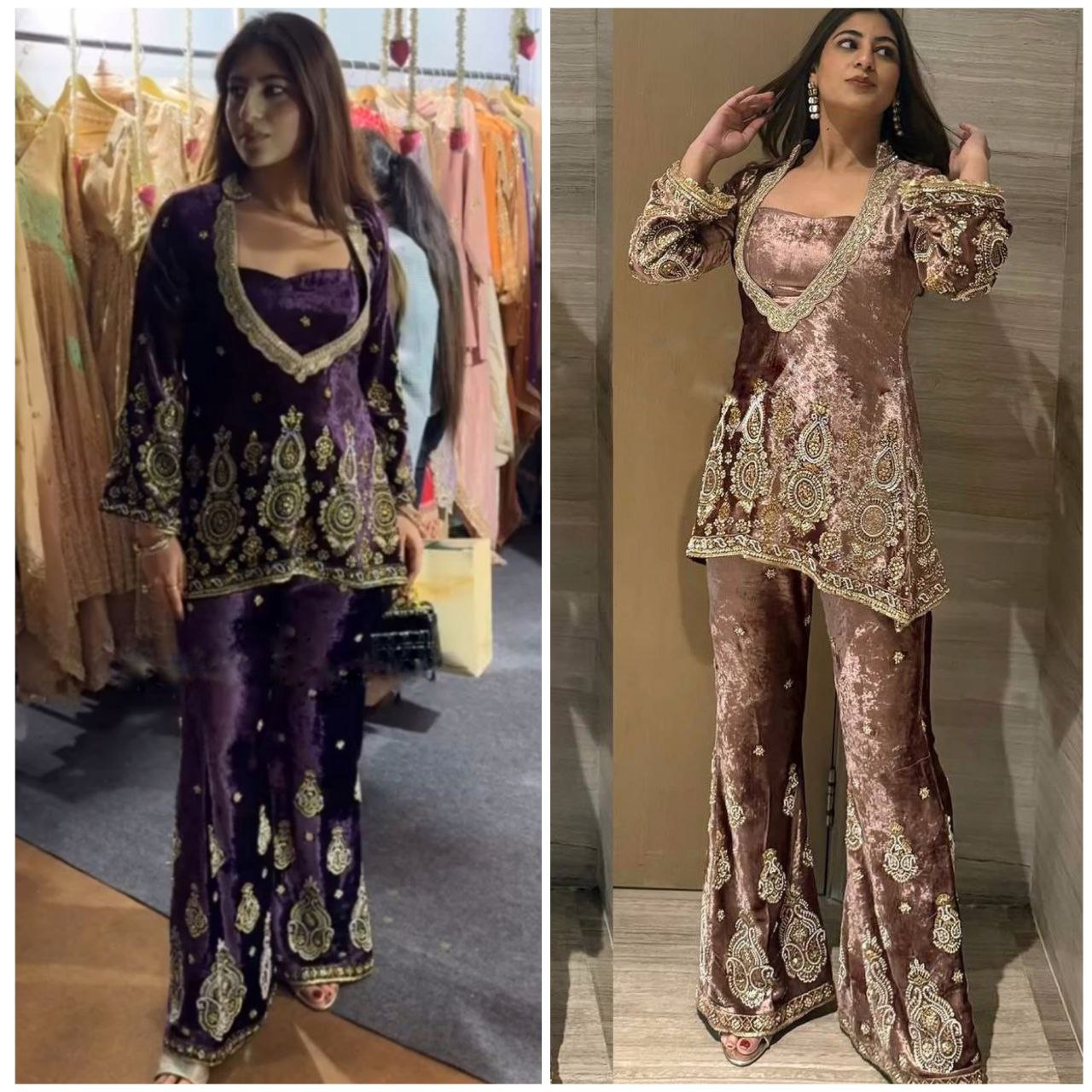 BD Launching Velvet Designer Dress,Embroidery Sequins Work