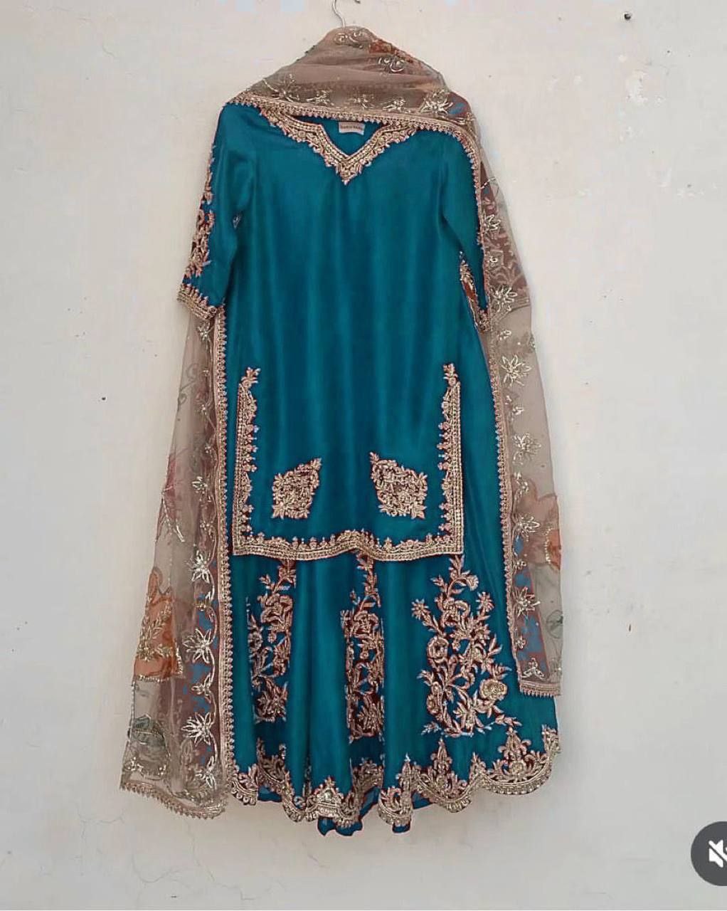 SEQUANCE EMBROIDERY WORK SUIT WITH FULL FLAIR WORK GHARARA