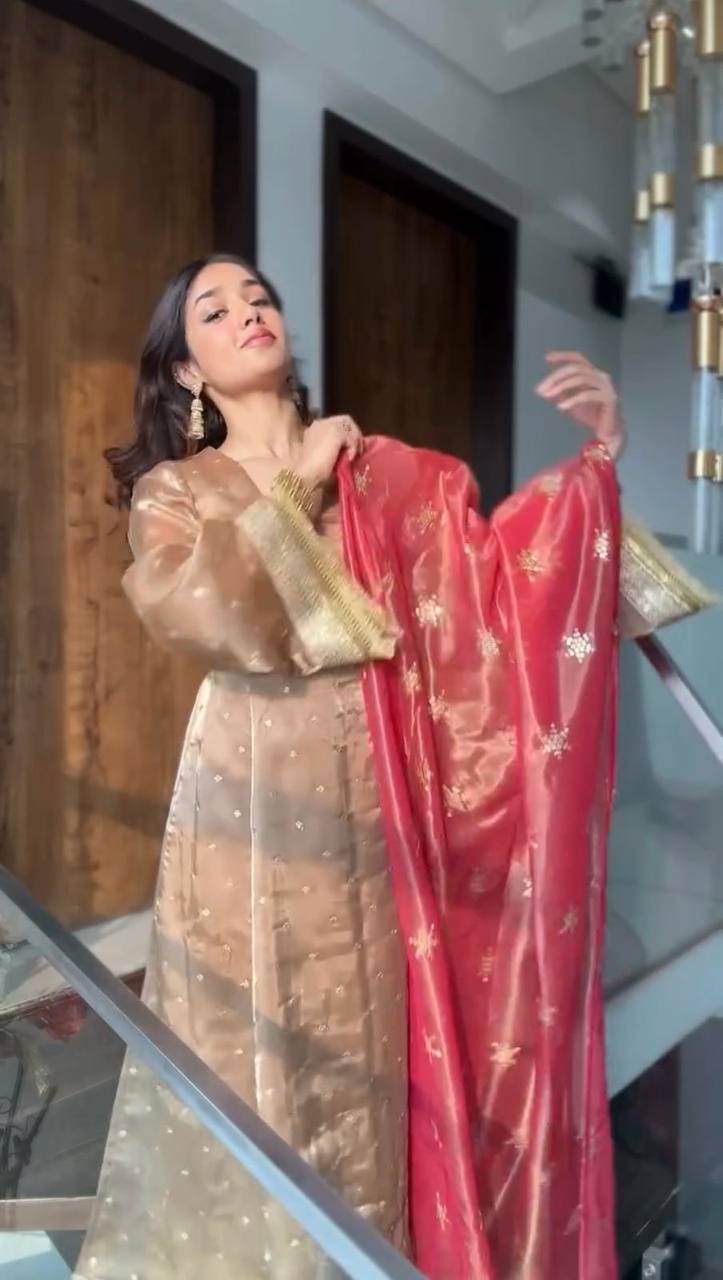 SEQUENCE EMBROIDERED WORK TOP AND PENT WITH DUPATTA