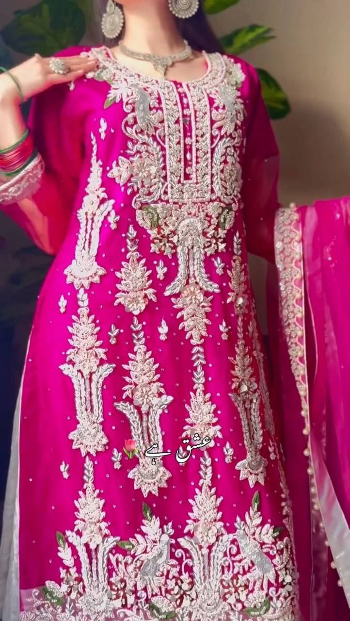 FANCY FAUX GEORGETTE SEQUENCE EMBROIDERED WORK TOP AND PENT WITH DUPATTA