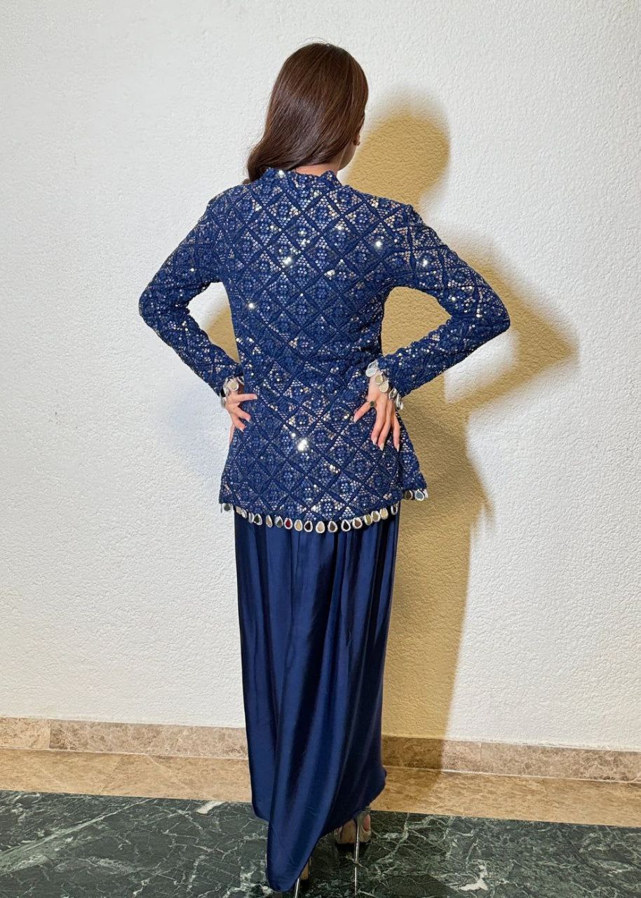 SEQUENCE EMBROIDERY WORK WITH CIRCULAR DHOTI