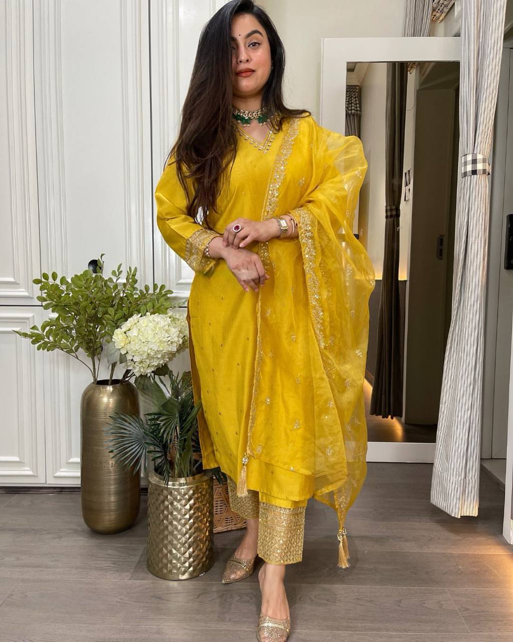 SEQUENCE EMBROIDERED WORK TOP AND PENT WITH DUPATTA