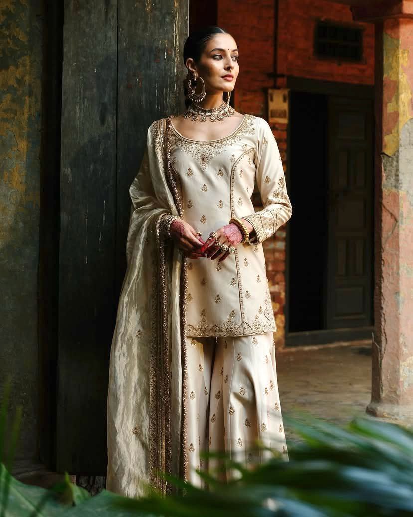 KURTI PLAZZO SET WITH BEAUTIFUL ORGANZA SILK DUPATTA