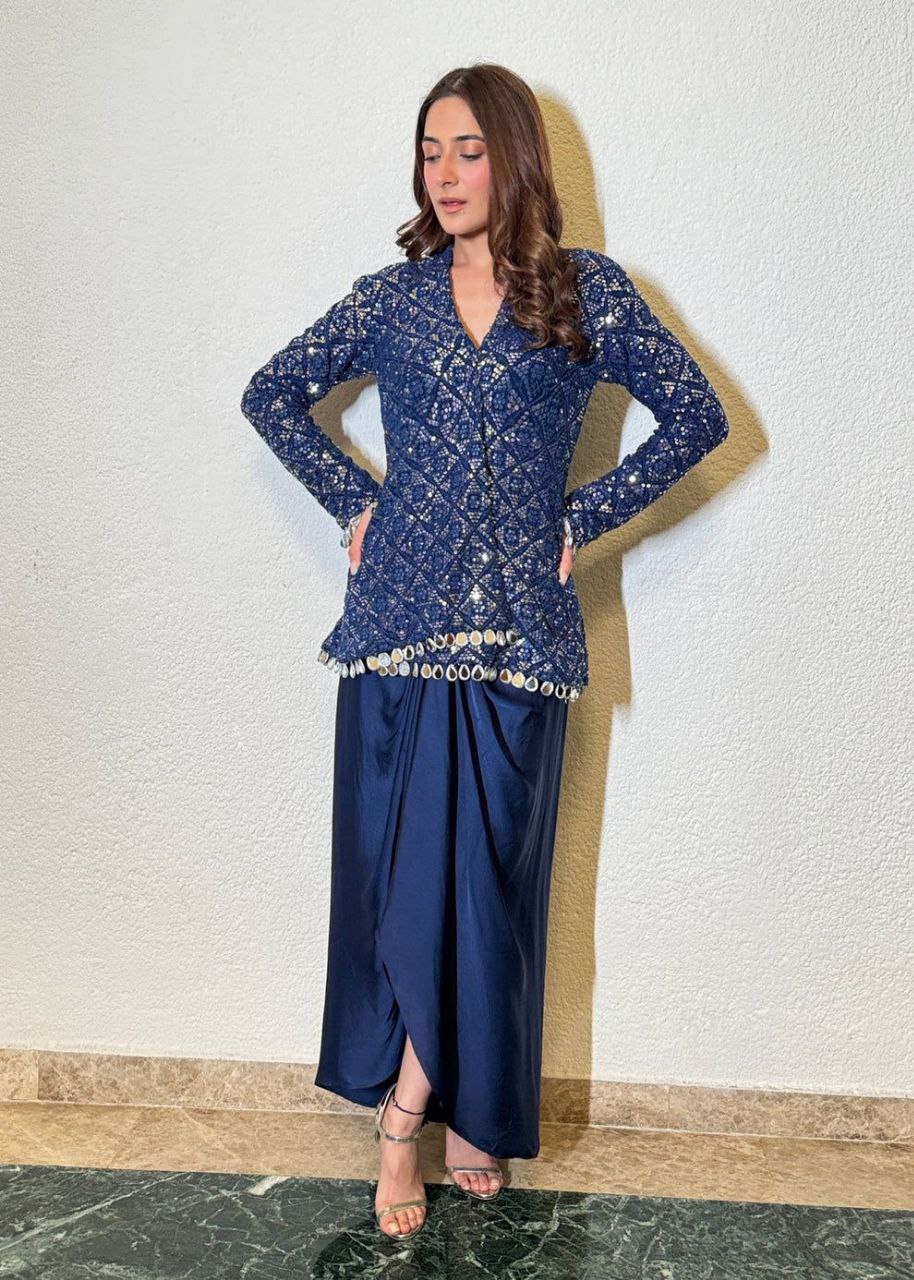 SEQUENCE EMBROIDERY WORK WITH CIRCULAR DHOTI