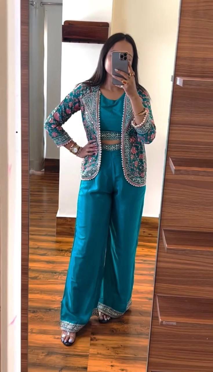 Trending Party Wear Shrug with Palazzo