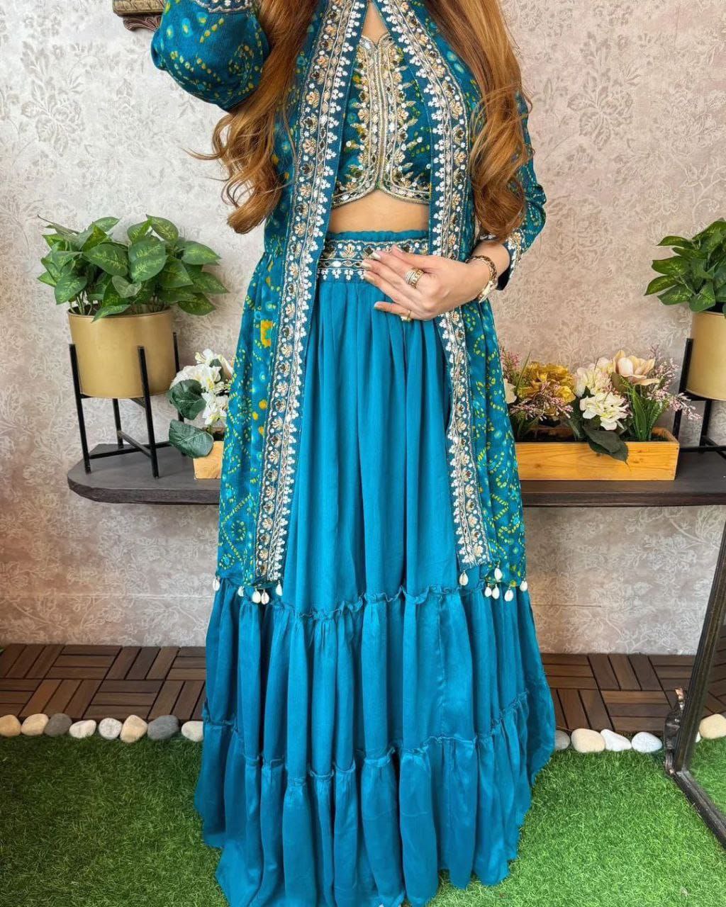 Super Trending Party Wear Shrug lahenga