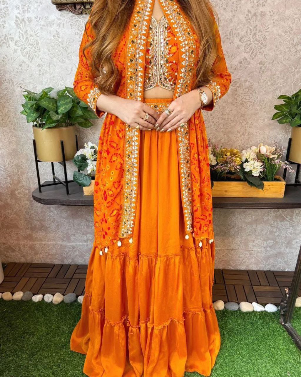 Super Trending Party Wear Shrug lahenga