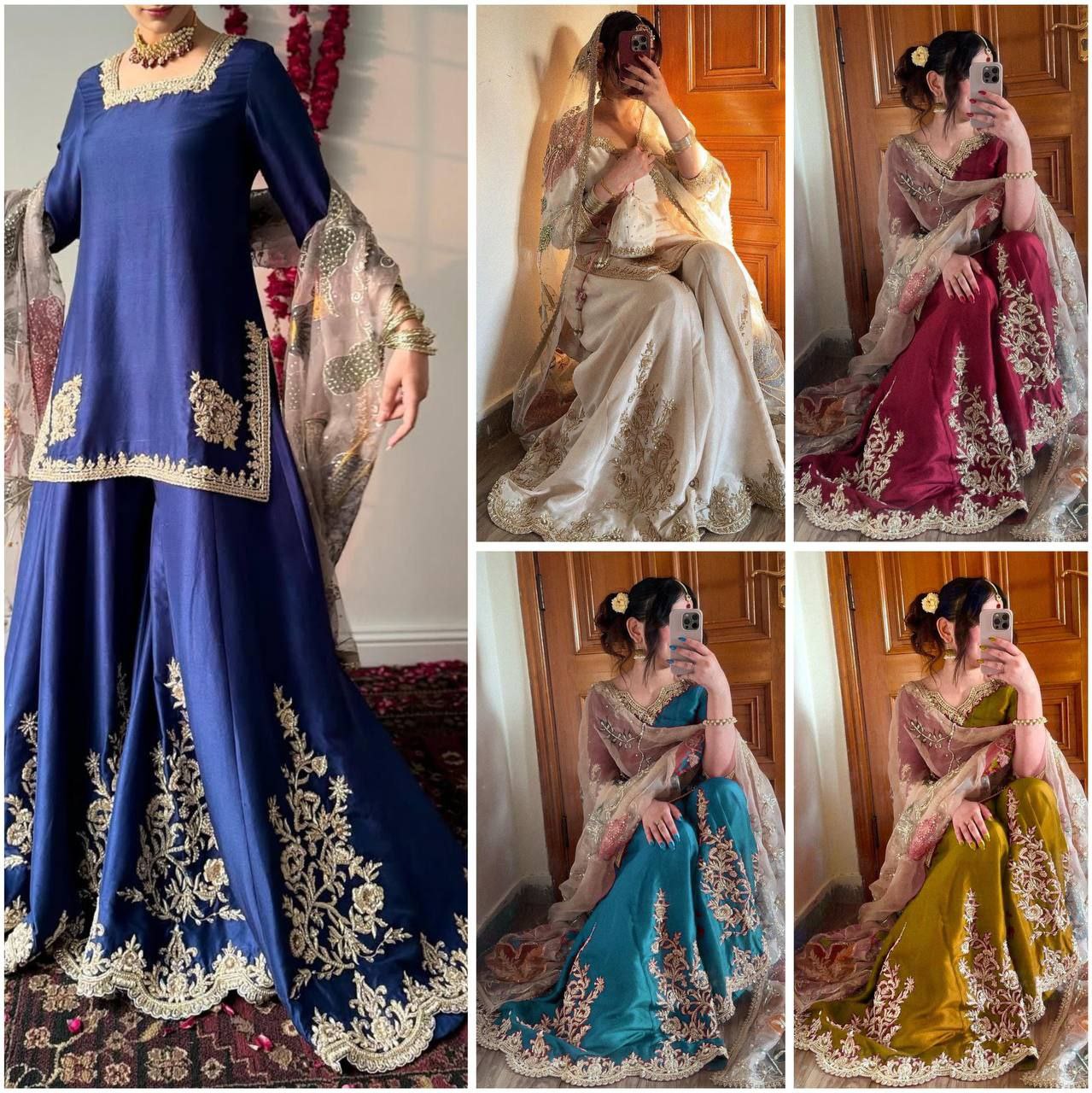 SEQUANCE EMBROIDERY WORK SUIT WITH FULL FLAIR WORK GHARARA